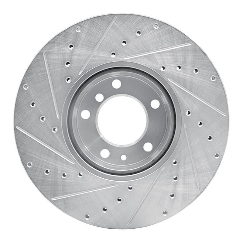 BMW 740I Brake Rotor (1) - Front Right - R1 Concepts - Drilled & Slotted - Silver - `91-`01